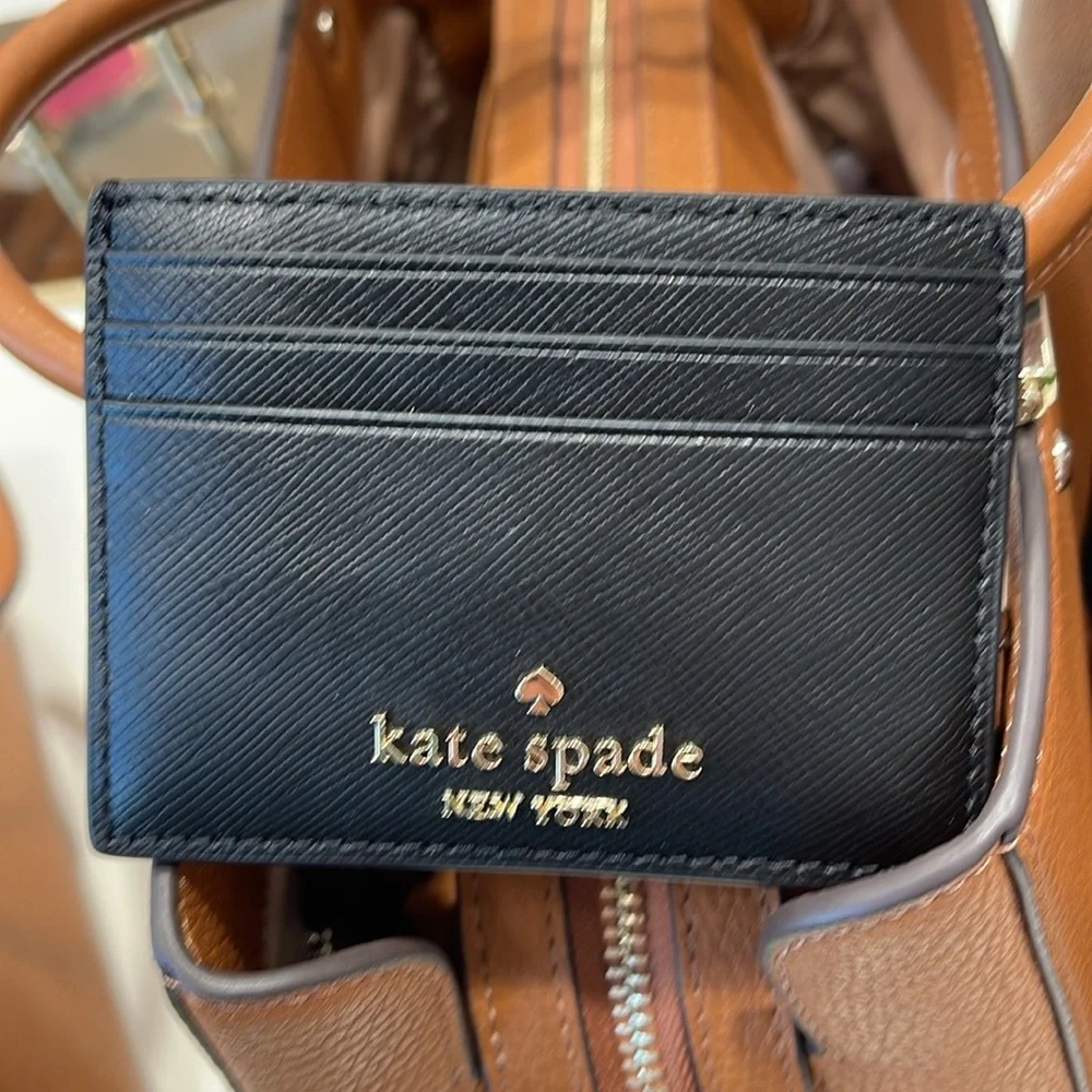 Kate Spade Madison Saffiano Leather Small Slim Card Holder COLOR: Black  NWT